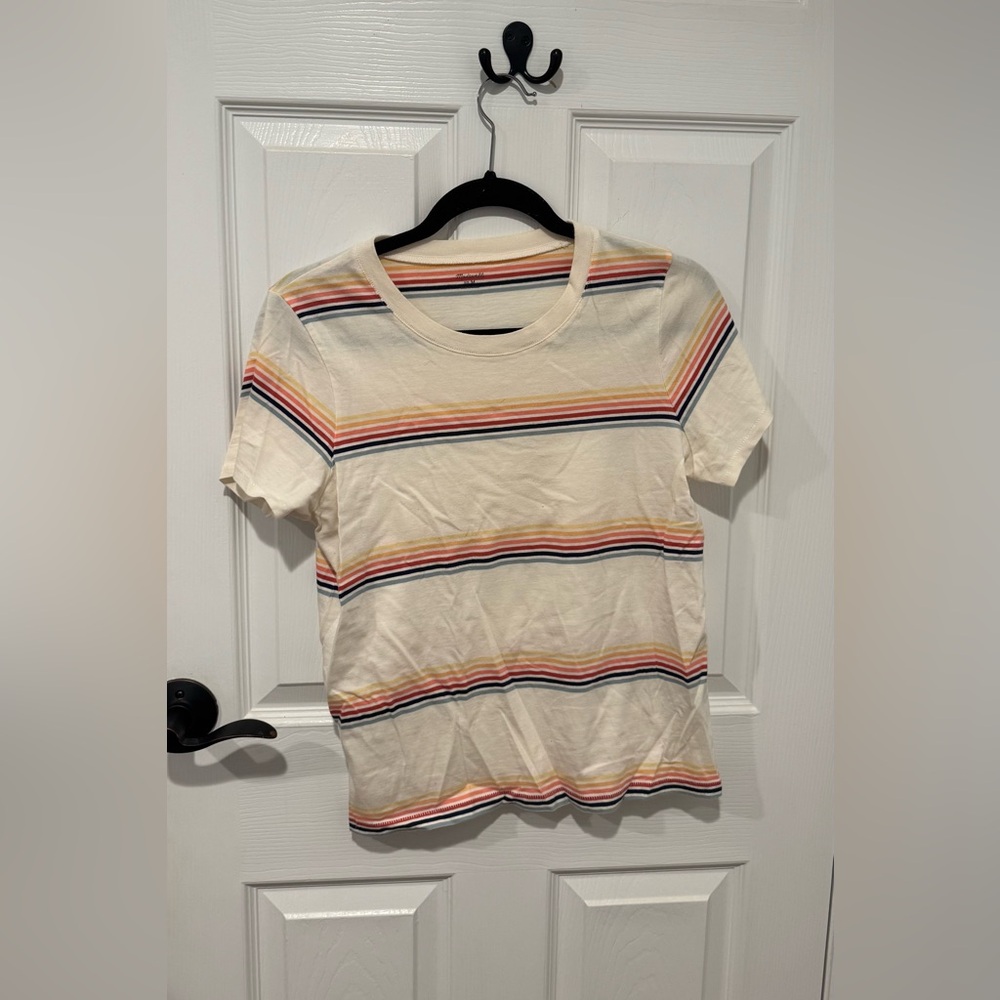 Madewell Cream Tee with Multicolor Stripes Womens